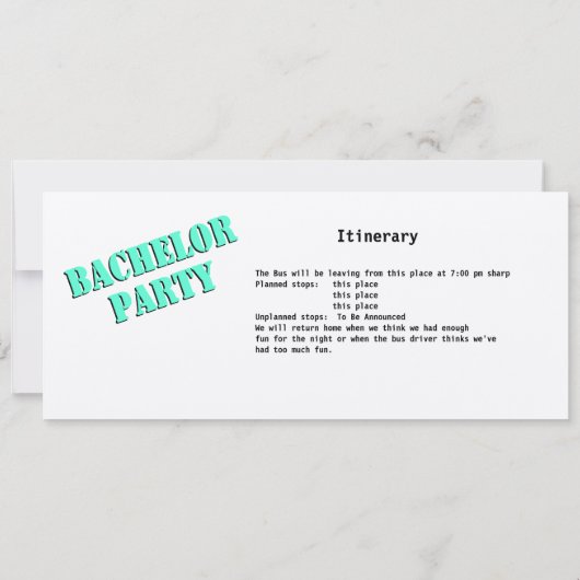 Bachelor Party Bus Pass Einladung (Rückseite)