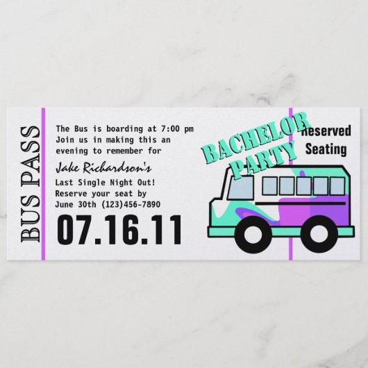 Bachelor Party Bus Pass Programm (Vorderseite)