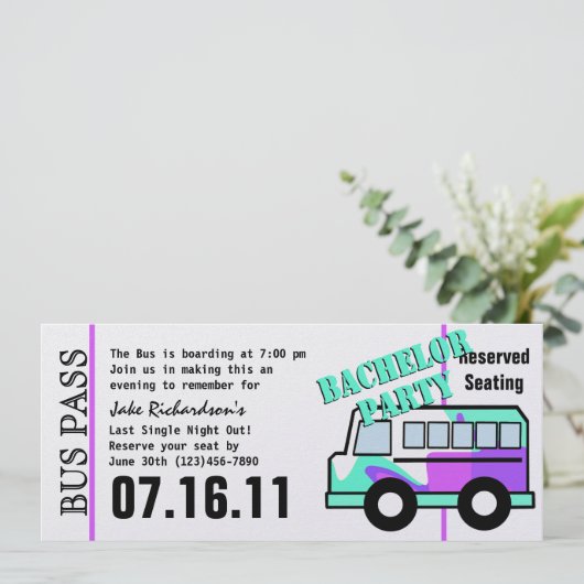 Bachelor Party Bus Pass Programm (Stehend Vorderseite)