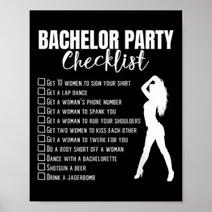 Bachelor Party Checklist Briom Groom Stag Night Pa Poster