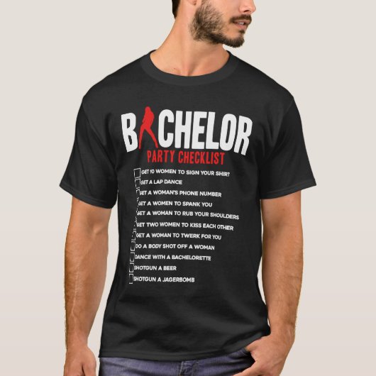 Bachelor Party Checklist friends T-Shirt (Vorderseite)