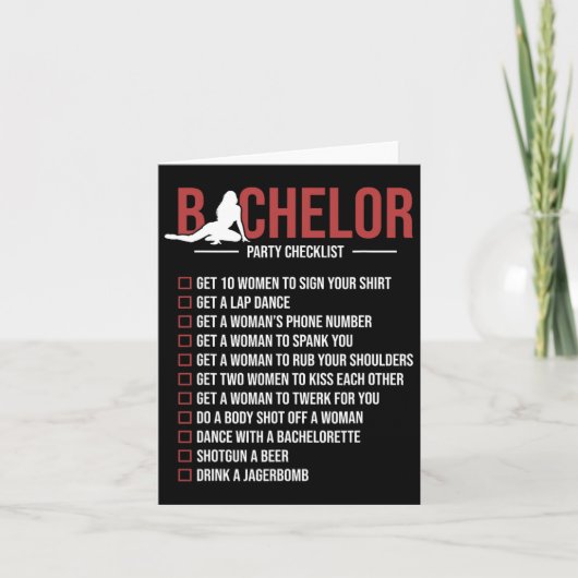 Bachelor Party Checklist Funny Groom Bachelor Teil Karte (Vorderseite)