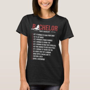 Bachelor Party Checklist Funny Groom Bachelor Teil T-Shirt