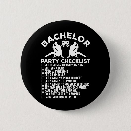 Bachelor Party Checklist Funny Trauzeugen Groom Sq Button (Vorderseite)