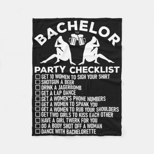 Bachelor Party Checklist Funny Trauzeugen Groom Sq Fleecedecke (Vorderseite)