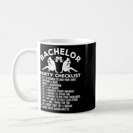 Bachelor Party Checklist Funny Trauzeugen Groom Sq Kaffeetasse (Links)