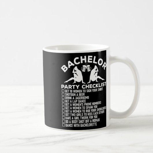 Bachelor Party Checklist Funny Trauzeugen Groom Sq Kaffeetasse (Rechts)