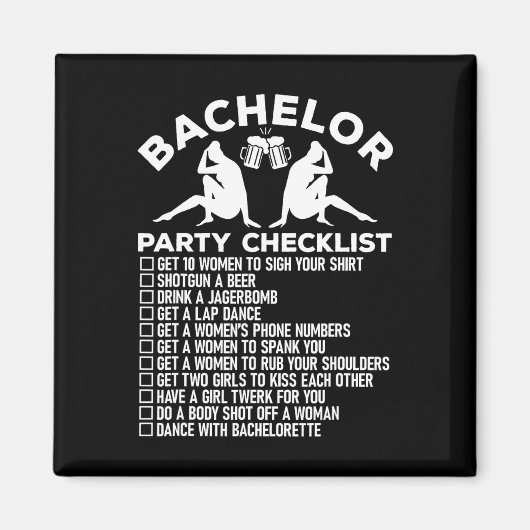 Bachelor Party Checklist Funny Trauzeugen Groom Sq Magnet (Vorne)