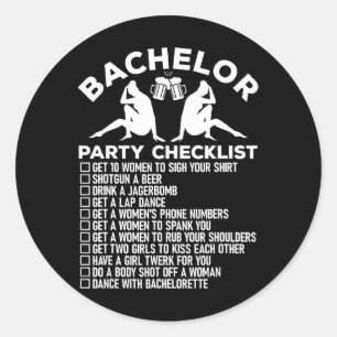 Bachelor Party Checklist Funny Trauzeugen Groom Sq Runder Aufkleber