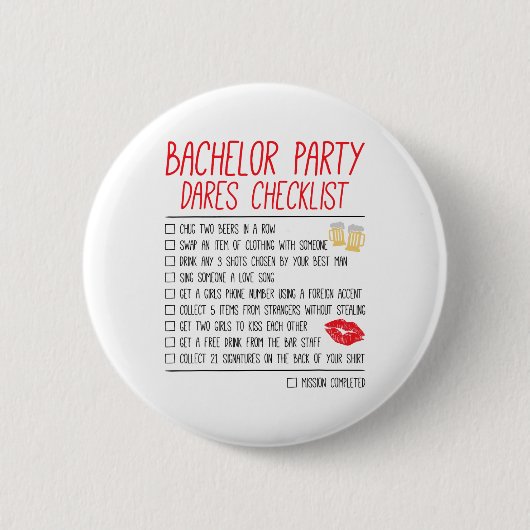 Bachelor Party Checklist Sonnige Hochzeit Raum Button (Vorderseite)