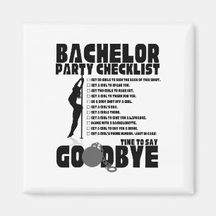 Bachelor Party Checklist Stag Groom Gag Men's Magnet
