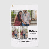 Bachelor Party custom 3 Foto Collage Golfhandtuch (Vorderseite)