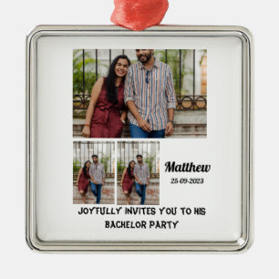 Bachelor Party custom 3 Foto Collage Ornament Aus Metall