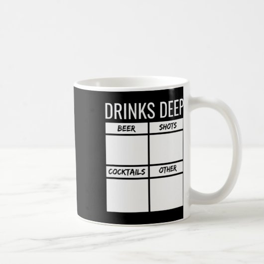 Bachelor Party Drinks Tiefe Drinks Tally Chart sei Kaffeetasse (Rechts)