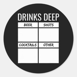Bachelor Party Drinks Tiefe Drinks Tally Chart sei Runder Aufkleber