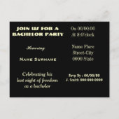 Bachelor-Party-Einladung, Bräutigam-Dusche Einladungspostkarte (Rückseite)