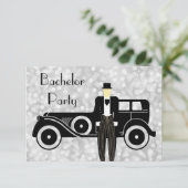 Bachelor Party Einladung Gatsby Vintage Car (Stehend Vorderseite)