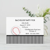 Bachelor Party Einladung Schwarz-weiß Baseball (Stehend Vorderseite)