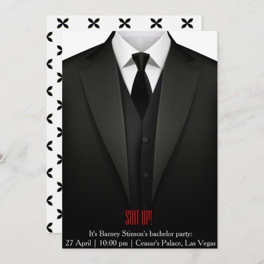 Bachelor Party Einladungskarte Anzug up vegas Einladung (Vorne/Hinten)