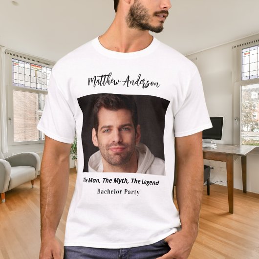 Bachelor Party Foto Mann Mythos Legende Name Spaß T-Shirt