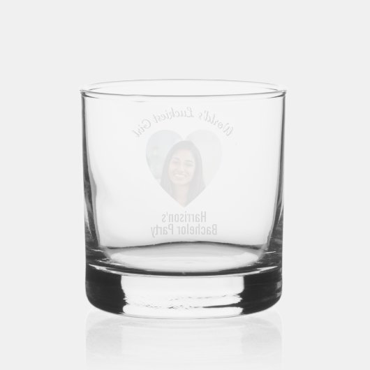 Bachelor Party Fun Personalisiert Bride Face Whiskyglas (Rückseite)