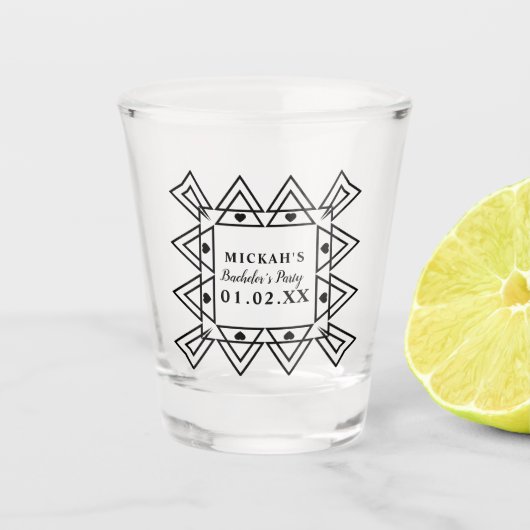Bachelor-Party für geometrische Heftrahmen Schnapsglas (Vorderseite)