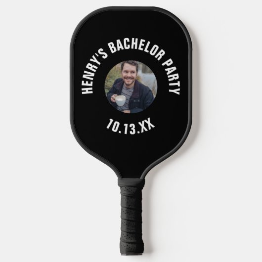 Bachelor Party Gastgeschenk Hochzeit Groom Foto Pickleball Schläger (Vorderseite)