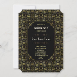 Bachelor Party | Gold Black 1920er Art Deco Einladung