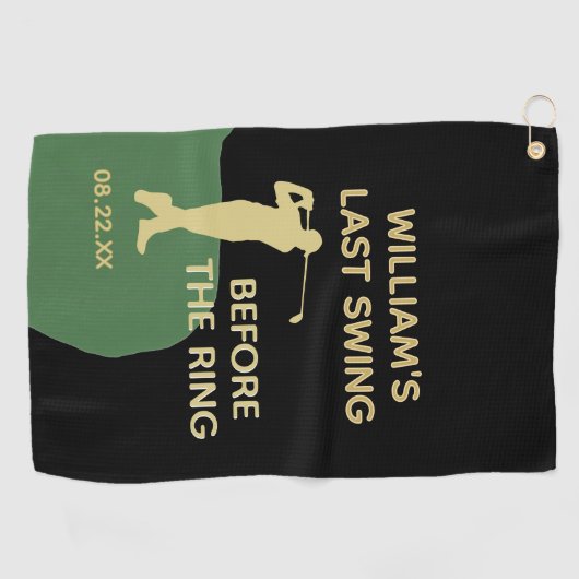 Bachelor Party Golf Last Swing Name Willkommen Golfhandtuch (Horizontal)