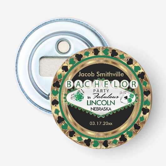 Bachelor Party Green Poker Chip Flaschenöffner (Vorderseite)