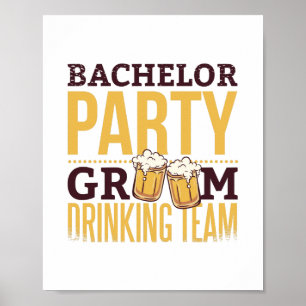Bachelor Party Groom Drink Team Sonnige Hochzeit Poster