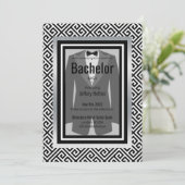 Bachelor-Party in Schwarz, Silber Save the Date (Stehend Vorderseite)