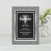 Bachelor-Party in Schwarz, Silber Save the Date (Stehend Vorderseite)