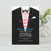 Bachelor-Party in Schwarz/Weiß Einladung (Stehend Vorderseite)
