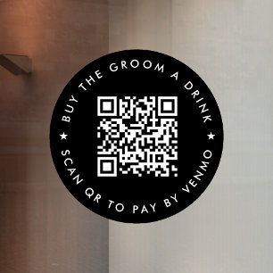 Bachelor Party kaufen Groom A Drink QR Code Black Fensteraufkleber