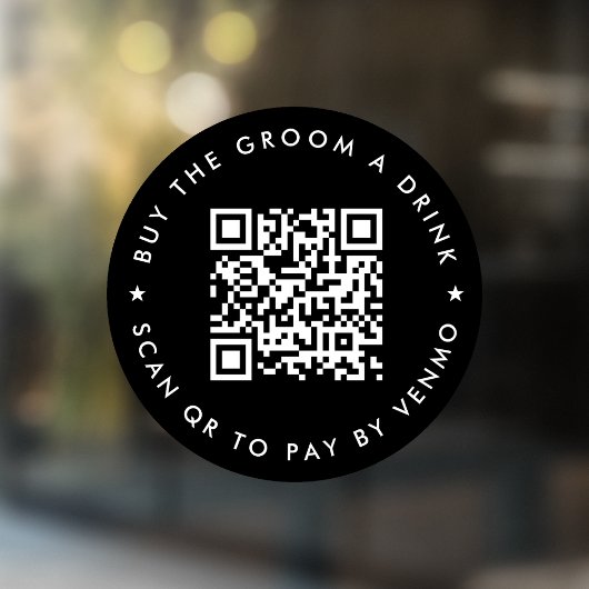 Bachelor Party kaufen Groom A Drink QR Code Black Fensteraufkleber