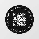 Bachelor Party kaufen Groom A Drink QR Code Black Fensteraufkleber (Blatt)