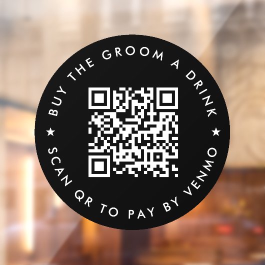 Bachelor Party kaufen Groom A Drink QR Code Black Fensteraufkleber (Blatt 2)