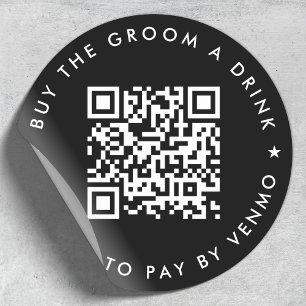 Bachelor Party kaufen Groom A Drink QR Code Black Runder Aufkleber