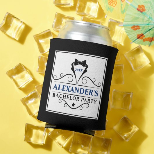 Bachelor-Party-Krawatte Blau oder Auswahl der Text Dosenkühler (In Situ Sommer)