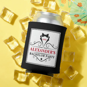 Bachelor-Party-Krawatte Rot oder Markierungsfarbe Dosenkühler