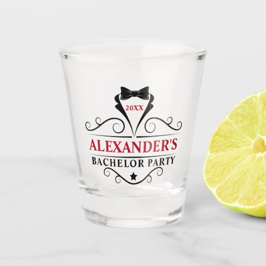 Bachelor-Party-Krawatte Rot oder Markierungsfarbe Schnapsglas (Vorderseite)