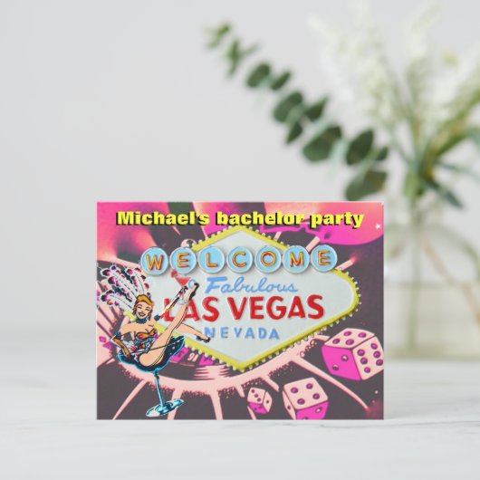 Bachelor Party Las Vegas Einladung (Stehend Vorderseite)