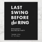 Bachelor Party Last Swing Before the Ring Minimal Weinetikett (Einzelnes Label)