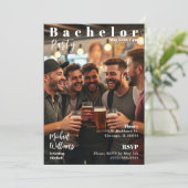 Bachelor Party Magazine Cover Einladung (Stehend Vorderseite)