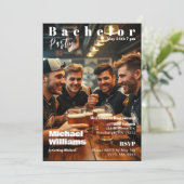 Bachelor Party Magazine Cover Einladung (Stehend Vorderseite)