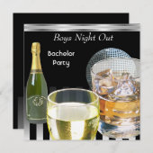 Bachelor Party Mens Boys Nachttränke 2 Einladung (Vorne/Hinten)