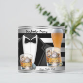 Bachelor Party Mens Boys Night Out Drinks Tux Einladung (Stehend Vorderseite)
