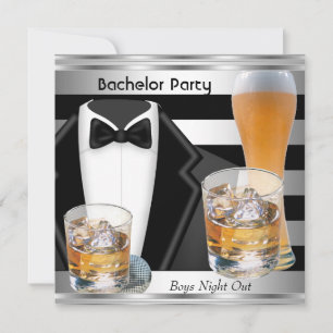 Bachelor Party Mens Boys Night Out Drinks Tux Einladung