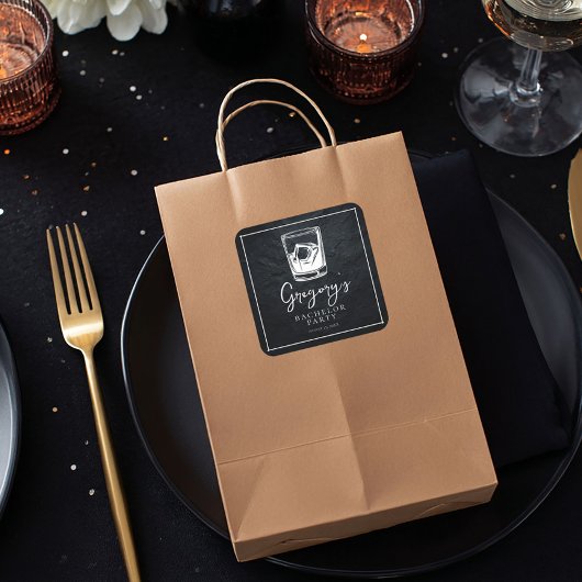 Bachelor Party modern und stilvoll Quadratischer Aufkleber